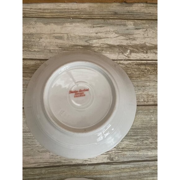 Vintage Haviland Limoges France Blue Floral Embossed Bowls & Saucer Set of 4 - Picture 9 of 15